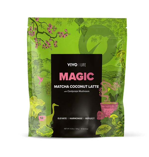 rastlinski napitek matcha kokos latte magic vivolife z aptogeni