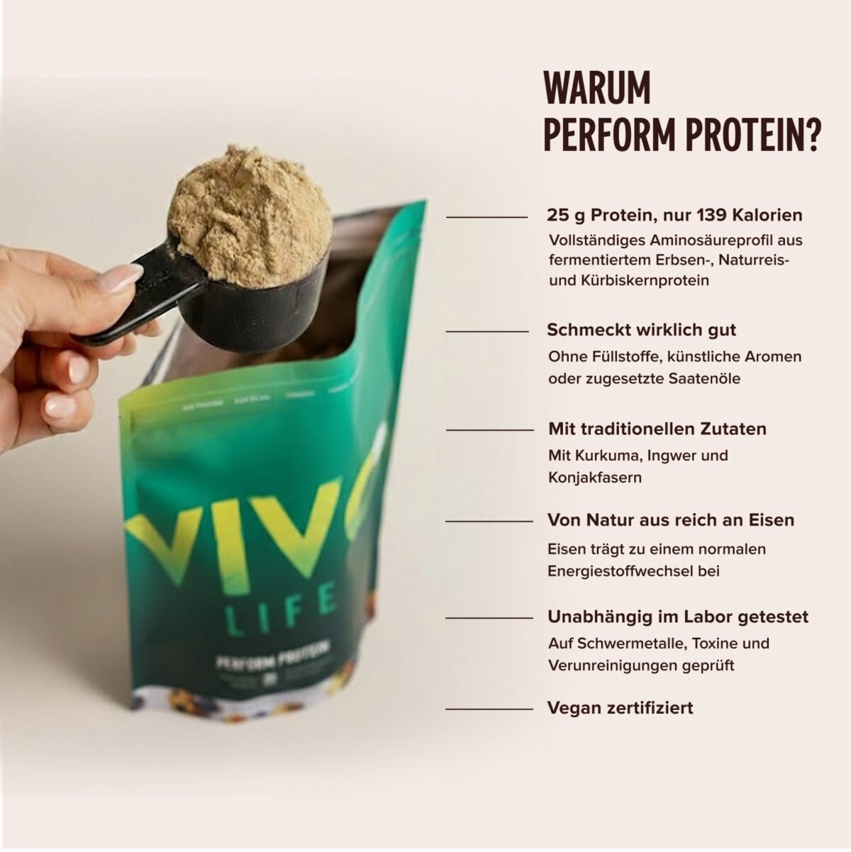 Warum Perform Protein? 25 g Protein, schmeckt wirklich gut, mit traditionellen Zutaten, unabhängig laborgetestet